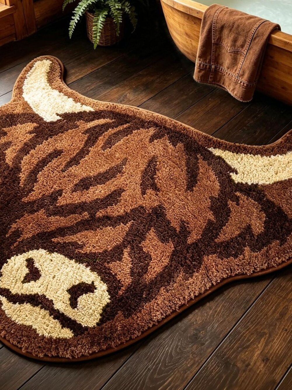 Highland Cow Rug Western Bathroom Mat Halloween 27.5" x 25.5"